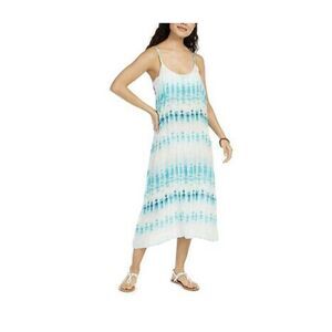 J Valdi Tie-Dye Printed Strappy Swim Cover-up Dress Turquoise Size Small
